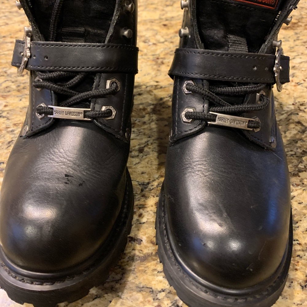 Harley Davidson #81024 Faded Glory Black Leather Motorcycle Boots Women's 7.5